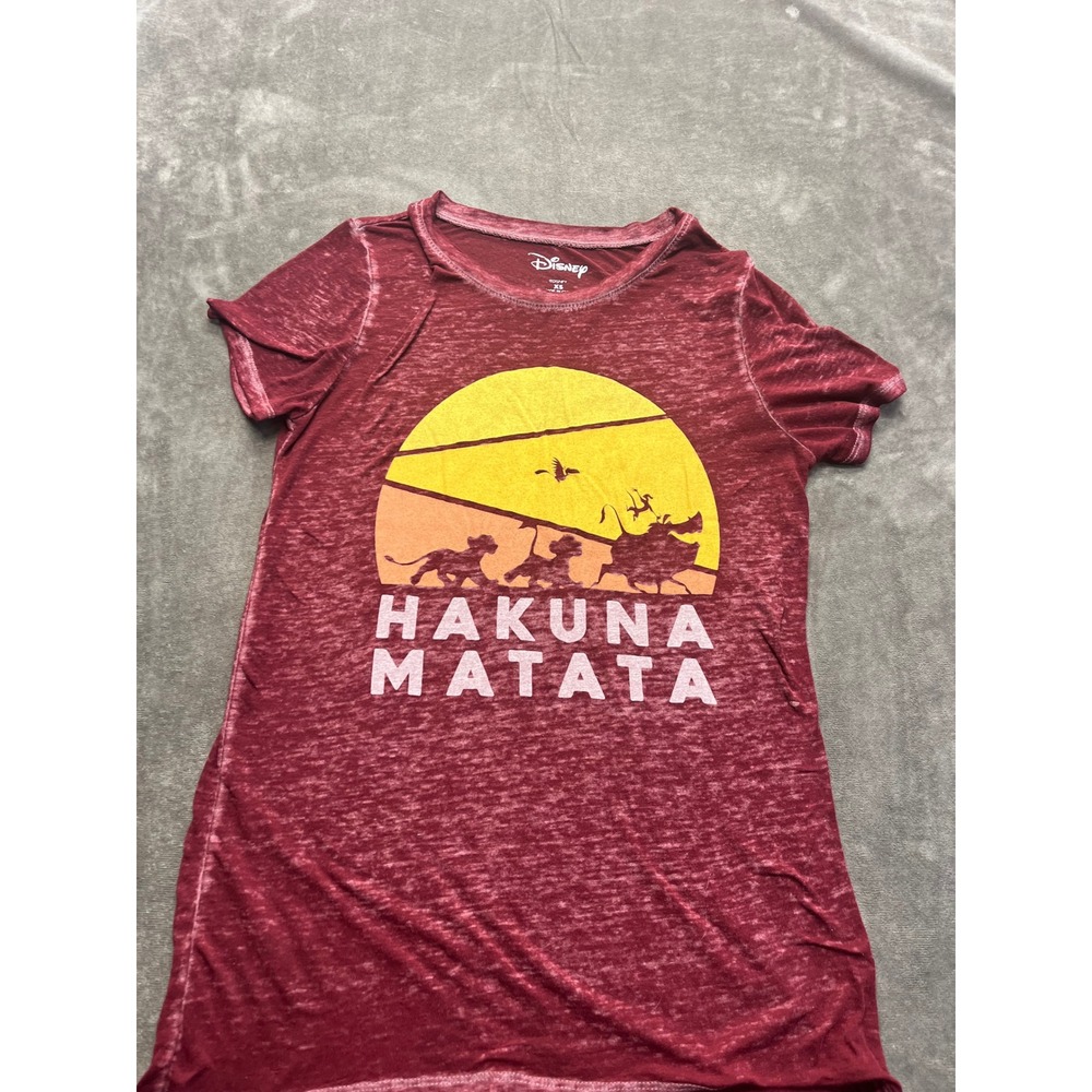 Disney Lion King Hakuna Matata Graphic T-Shirtโ Burnout Burgundy XS